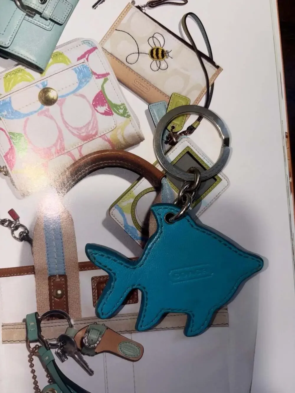 Coach Leather Tropical Fish Bag Charm Key Fob